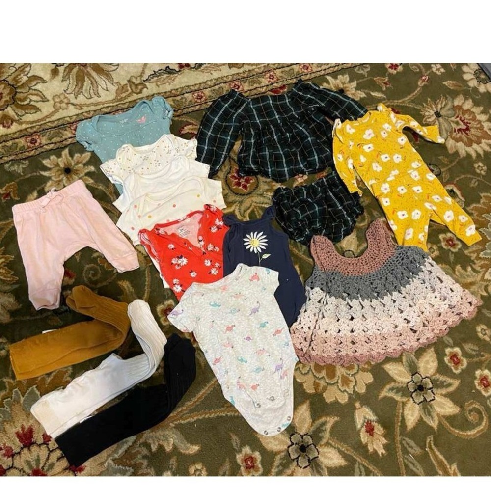 Baby Girls Clothing Lot 3M 6M Bodysuits Tights‎ Dress 15pc